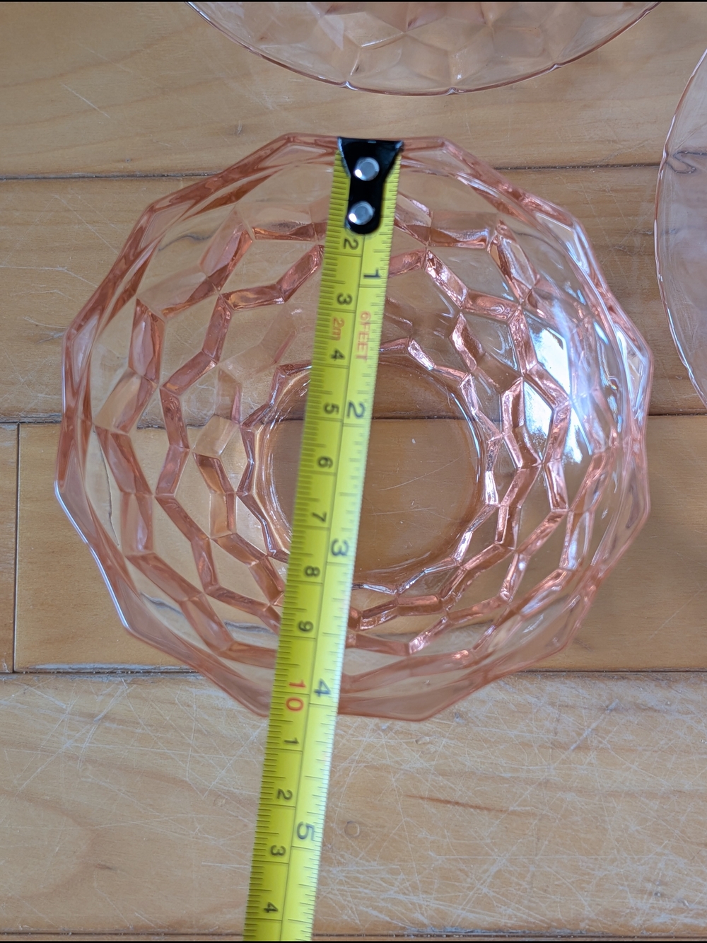 Vintage Pink Pressed Glass Dessert Bowls with Saucers - Picture 6 of 7